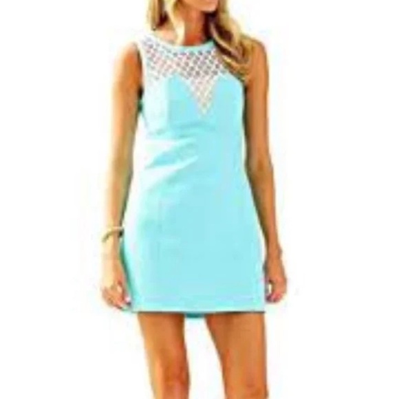 Lily PULITZER Shift Dress Women’s size XS Blue with Lace Trim Wedding Guest - Picture 4 of 12